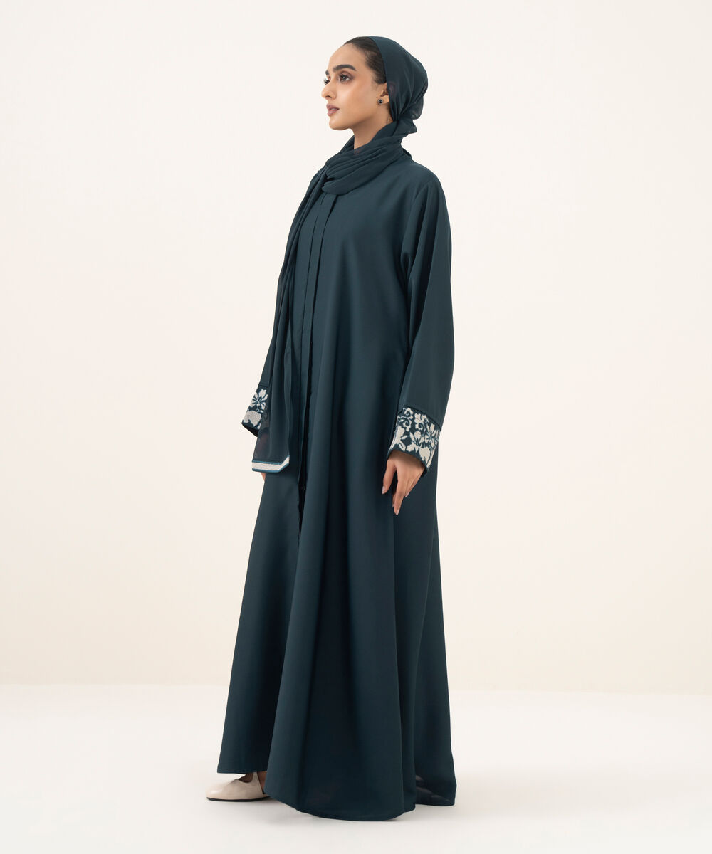 Women's teal button through Abaya set