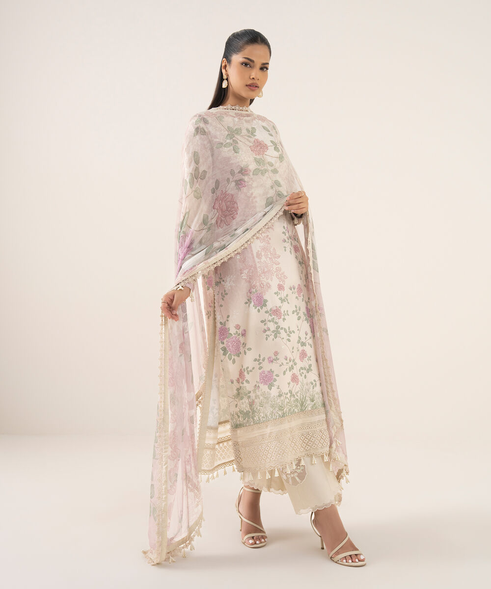 Women's Unstitched Pima Lawn Printed Three Piece Suit