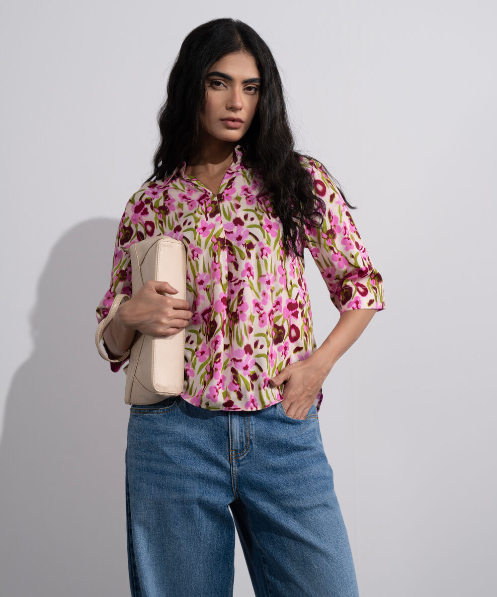 Women's Multi Printed V-Neck Top