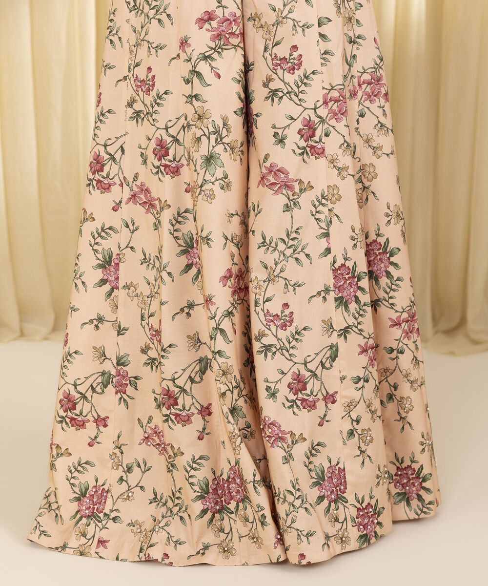 Unstitched Women's Pink Blended Organza 3 Piece Suit