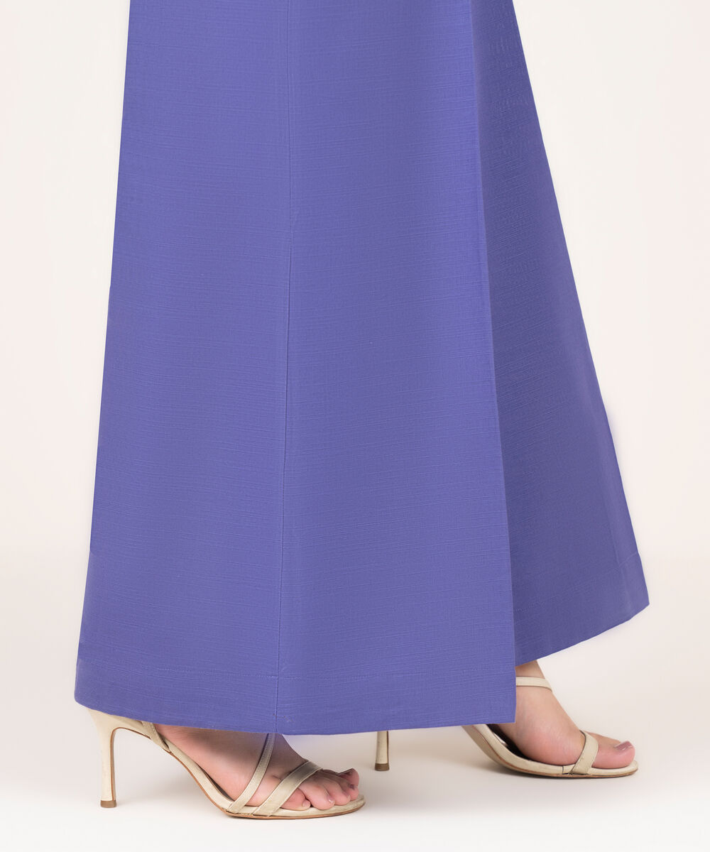 Women's RTW Khaddar Solid Purple Flared Pants