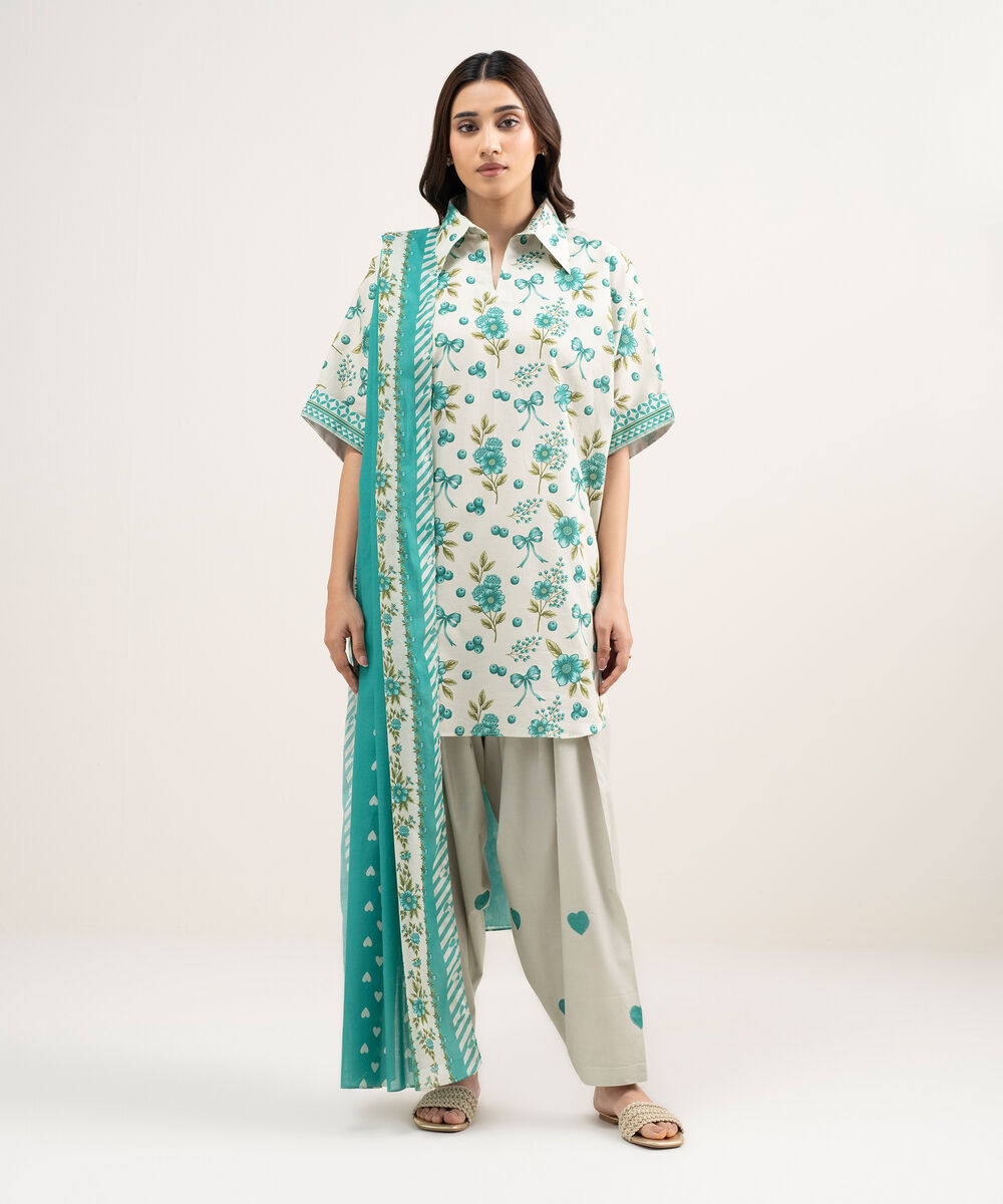 Women's Unstitched Lawn Printed Multi 2 Piece Suit