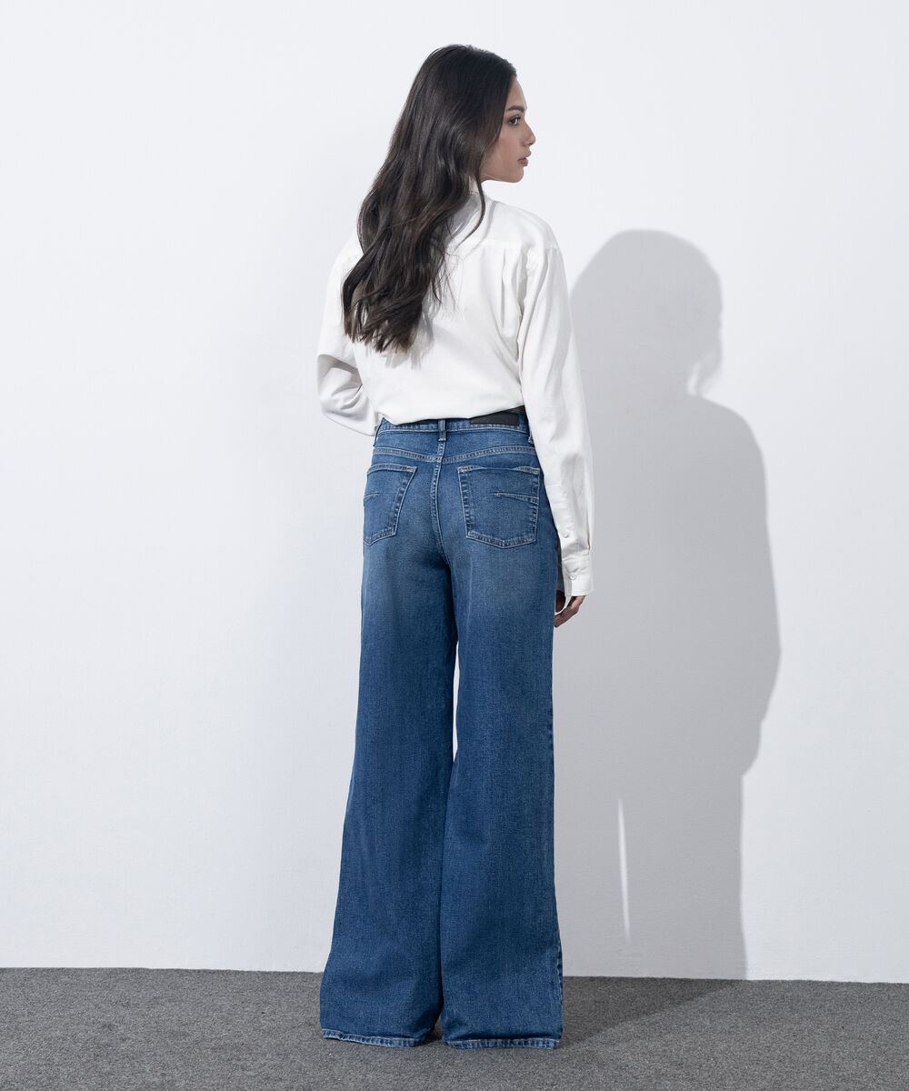 Women's Western Wear Mid Wash Wide Leg Jeans