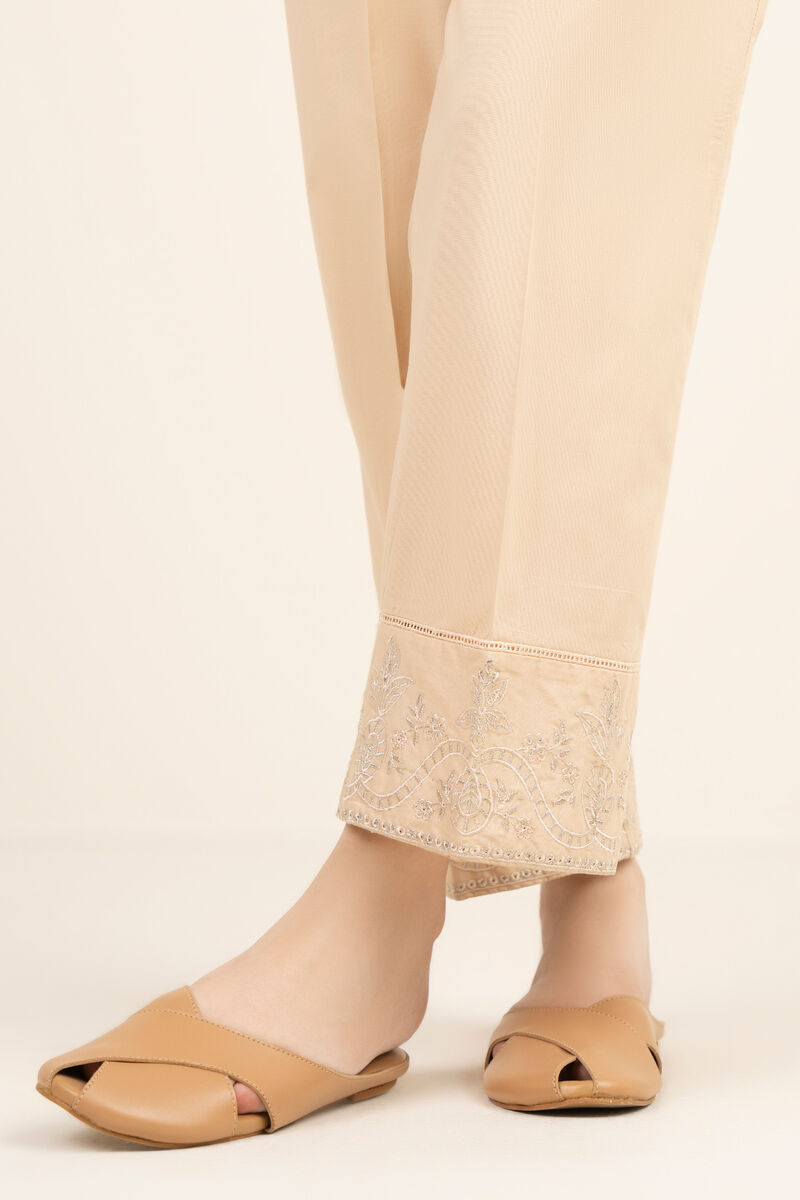 Embroidered Cambric Straight Pants