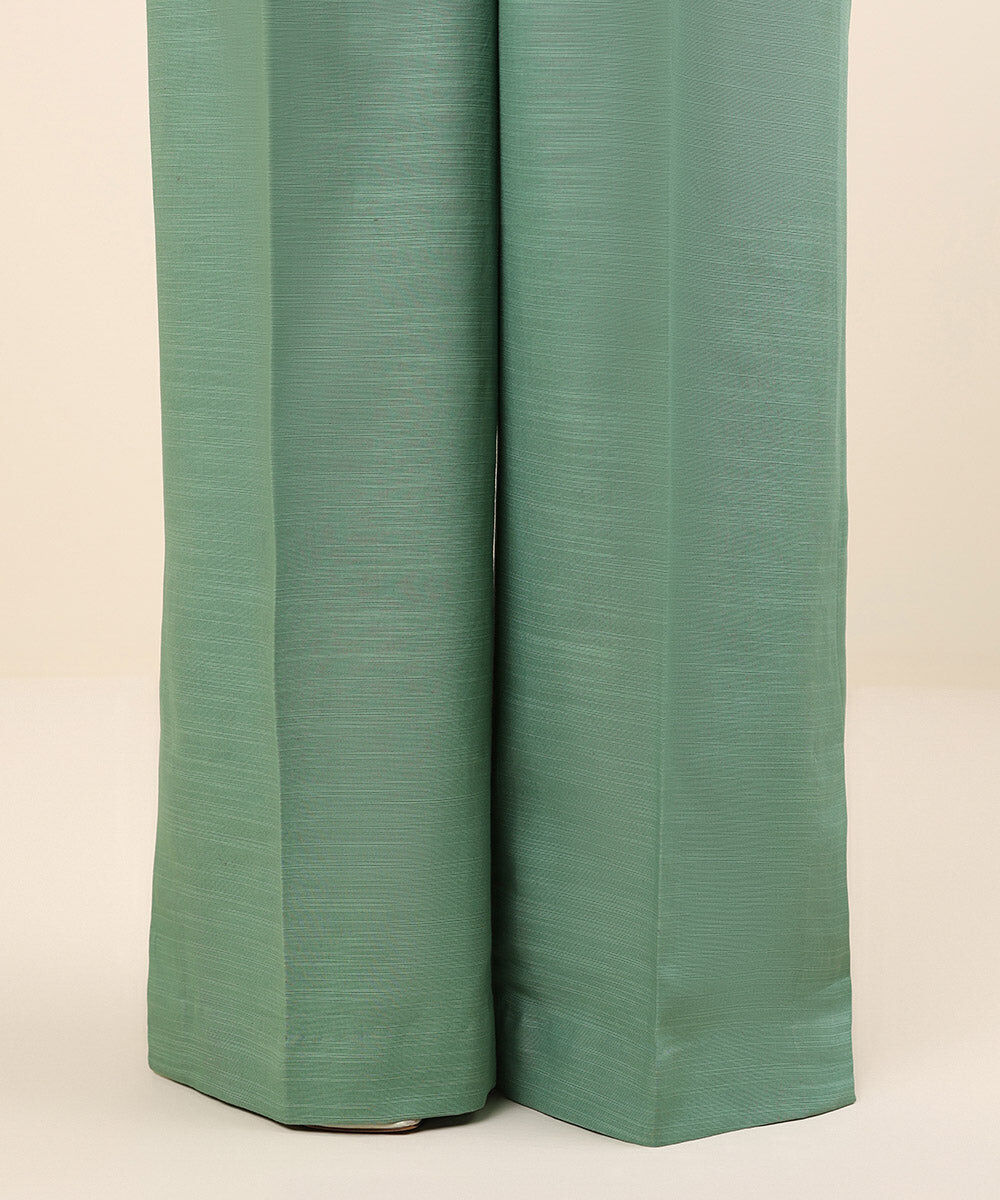 Women's Unstitched Khaddar Green Printed Trousers Fabric
