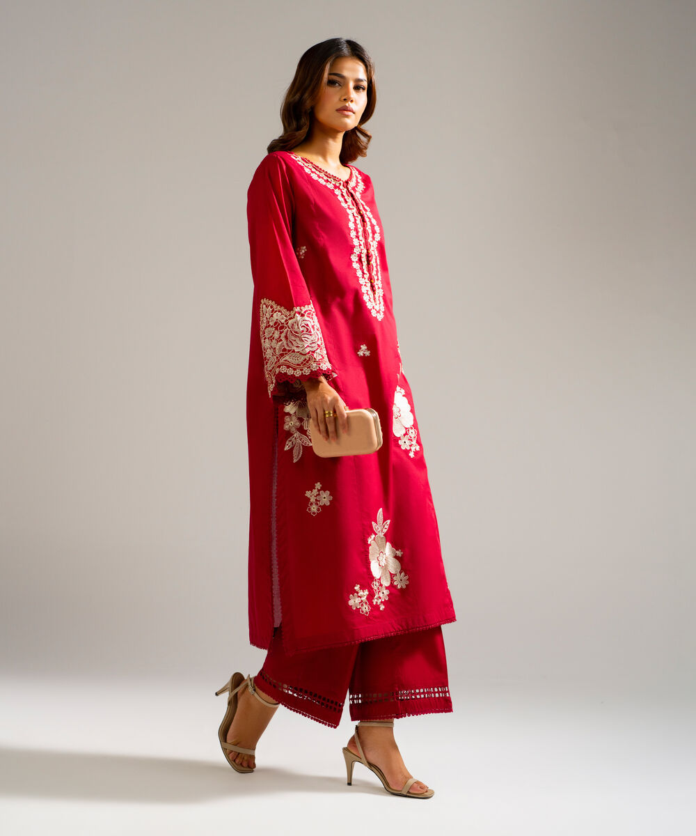 Women's RTW Lawn Embroidered Maroon 2 Piece Suit