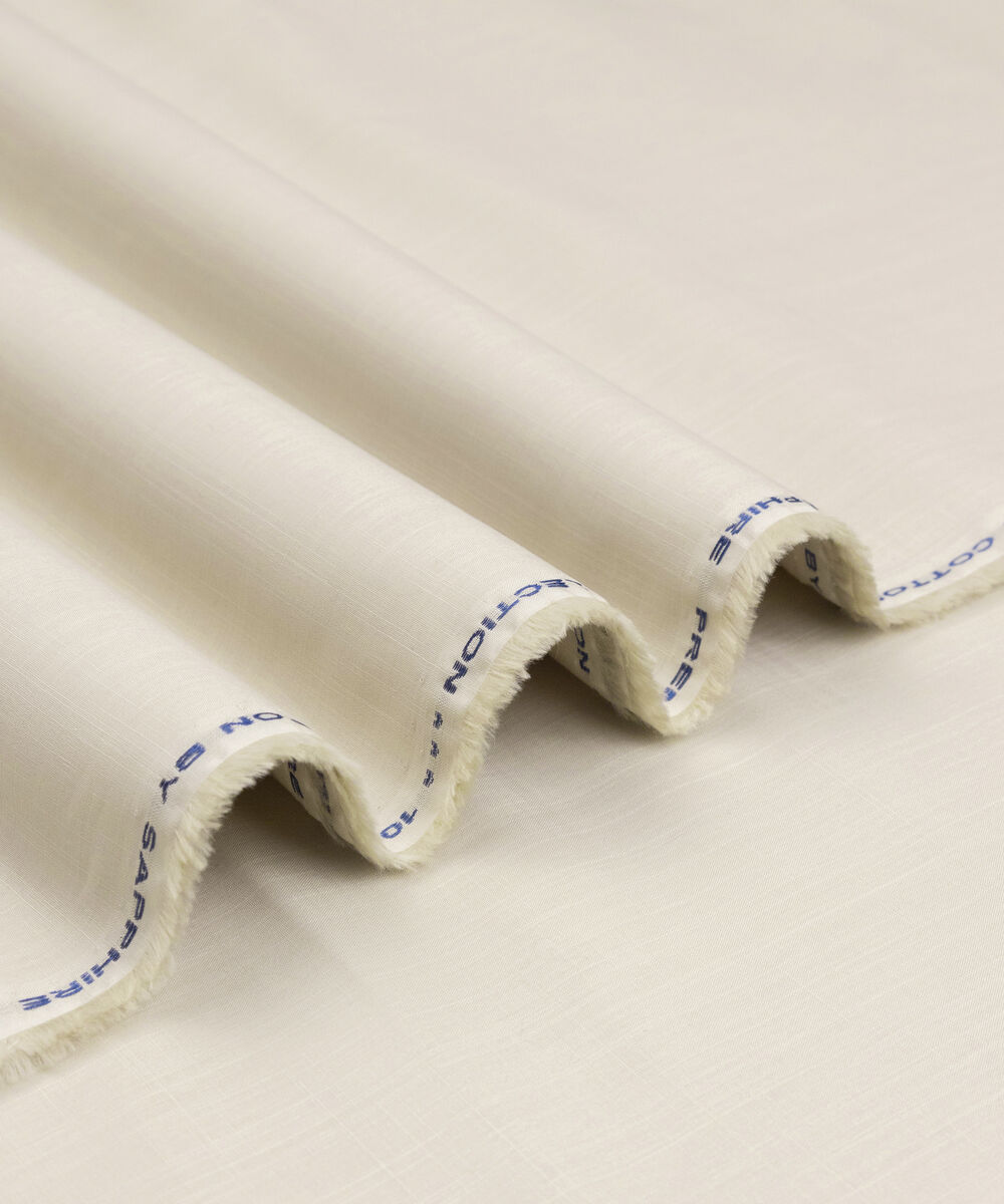 Men's Unstitched Two-Piece Light Beige Premium Slub Cotton Suit