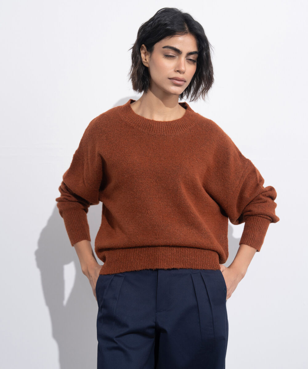Women's Western Wear Rust Oversized Knit Sweater