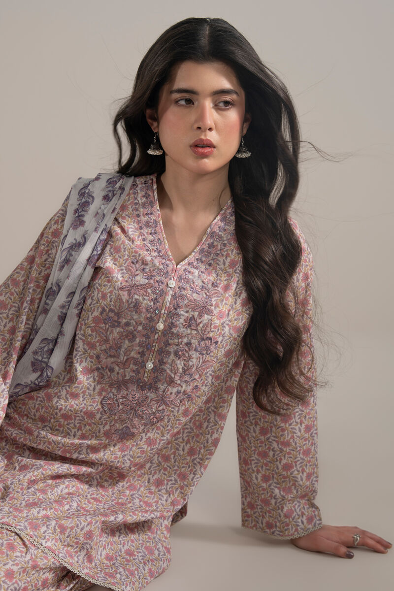 3 Piece - Embroidered Cambric Suit