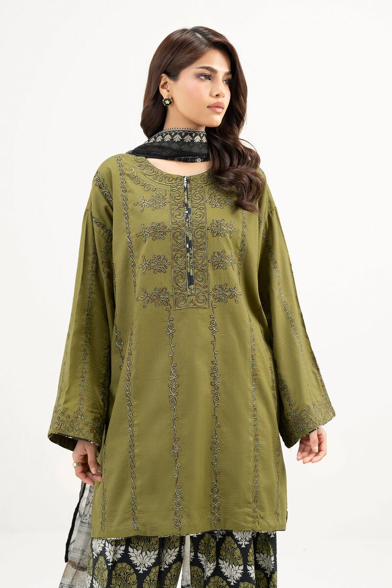 3 Piece - Embroidered Dobby Suit