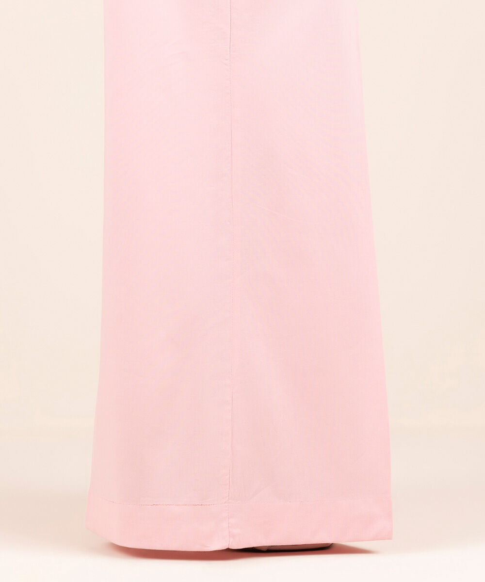 Women's Pret Cotton Viscose Pink Solid Flared Pants