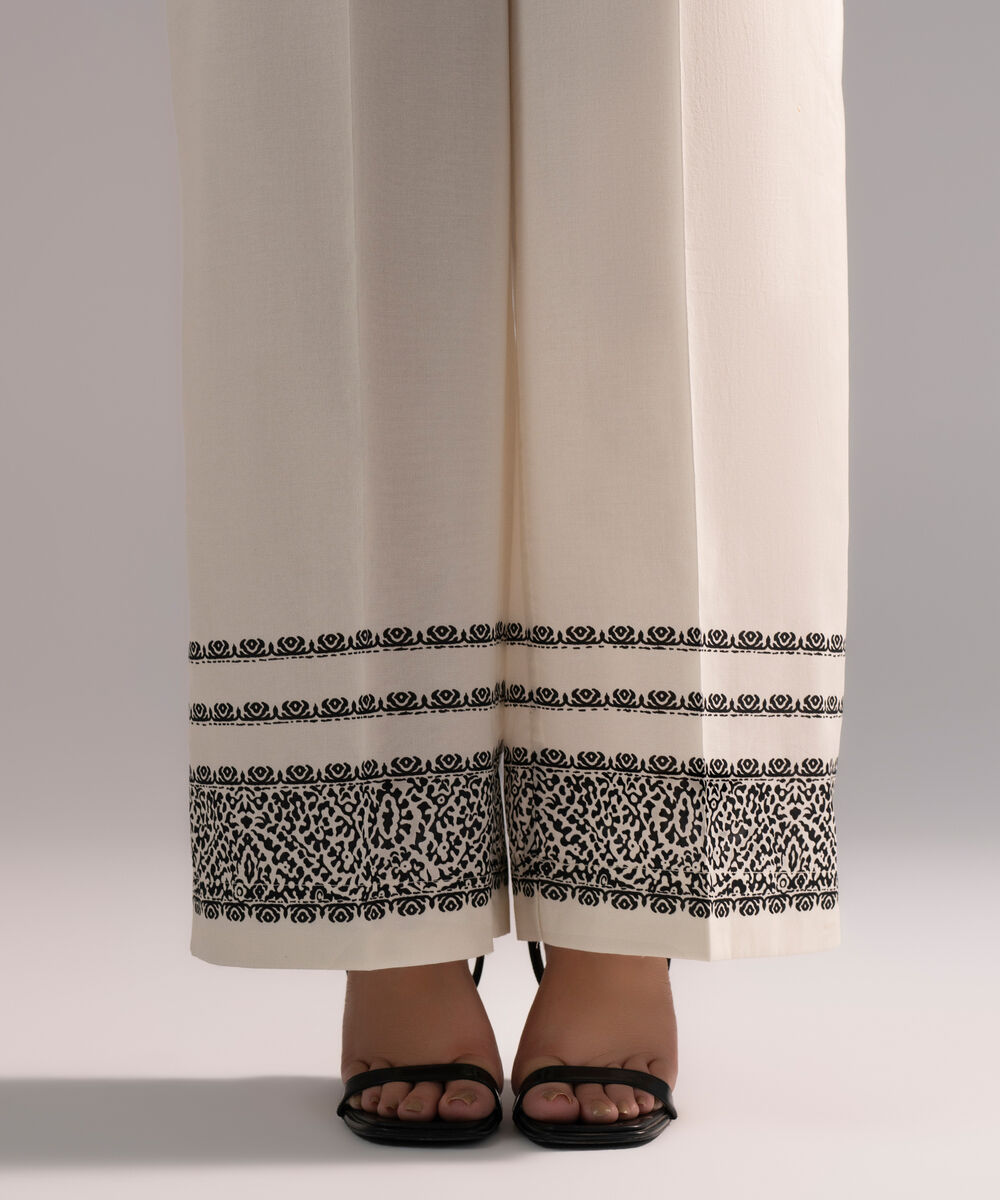 Women's RTW Cambric Printed Beige Culottes