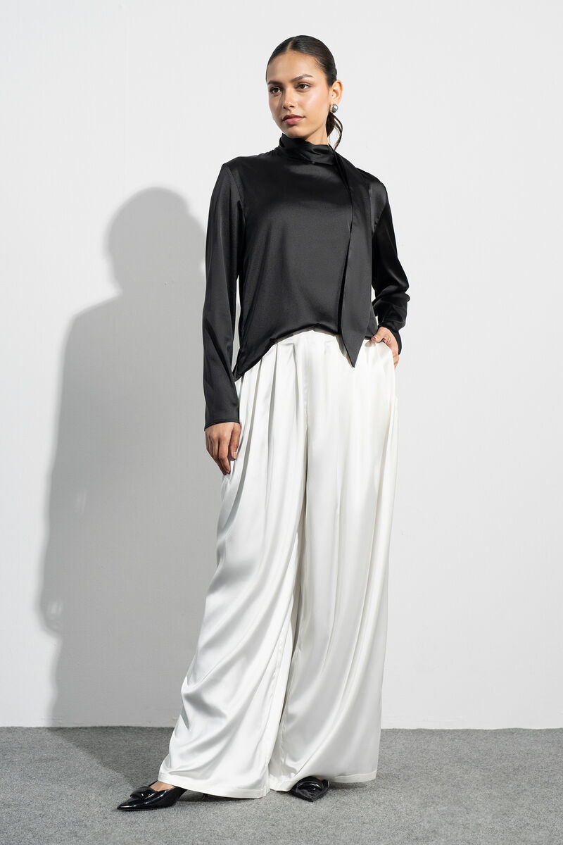 Pleated Wide Leg Trousers