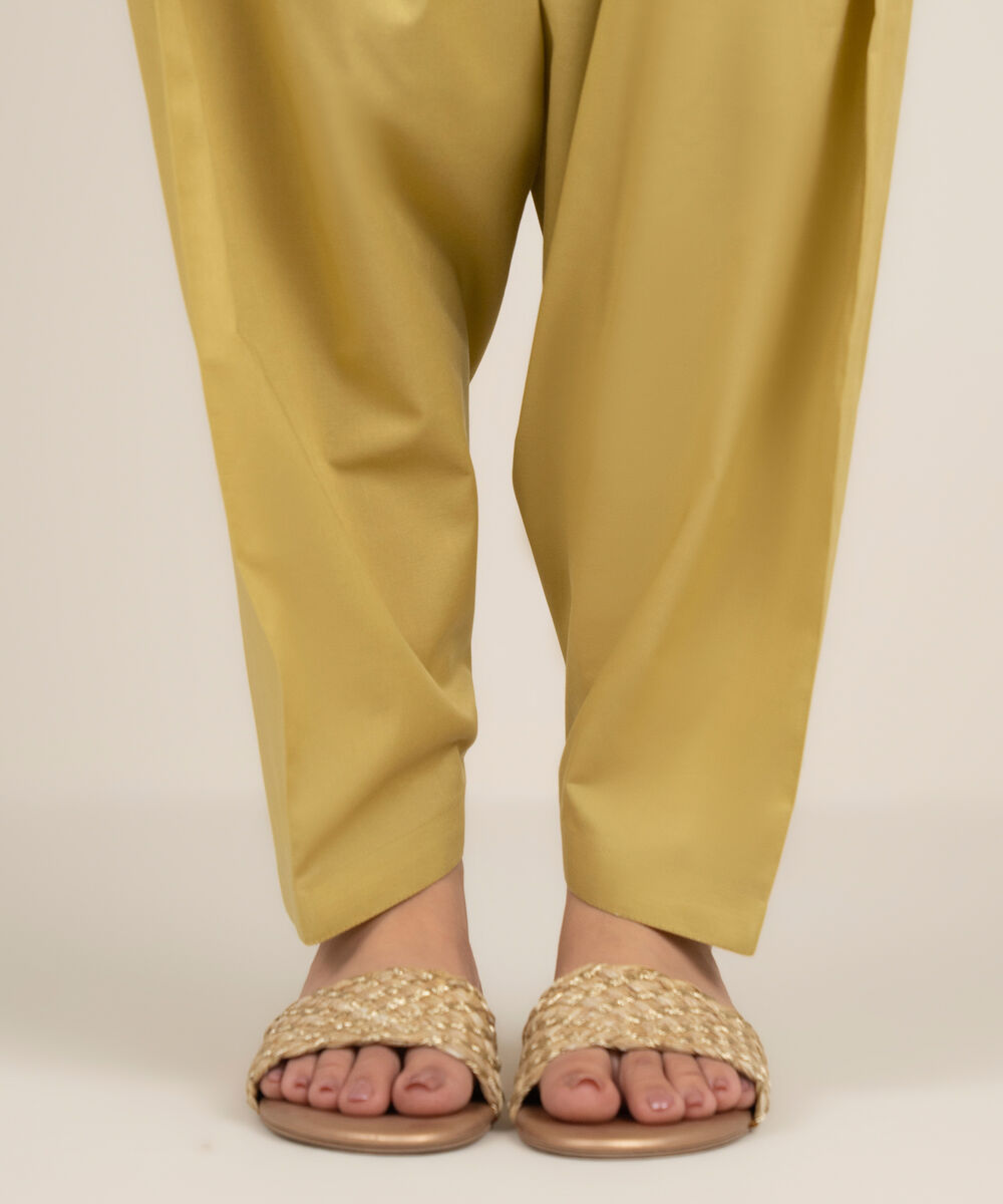 Women's RTW Cambric Solid Yellow Shalwar
