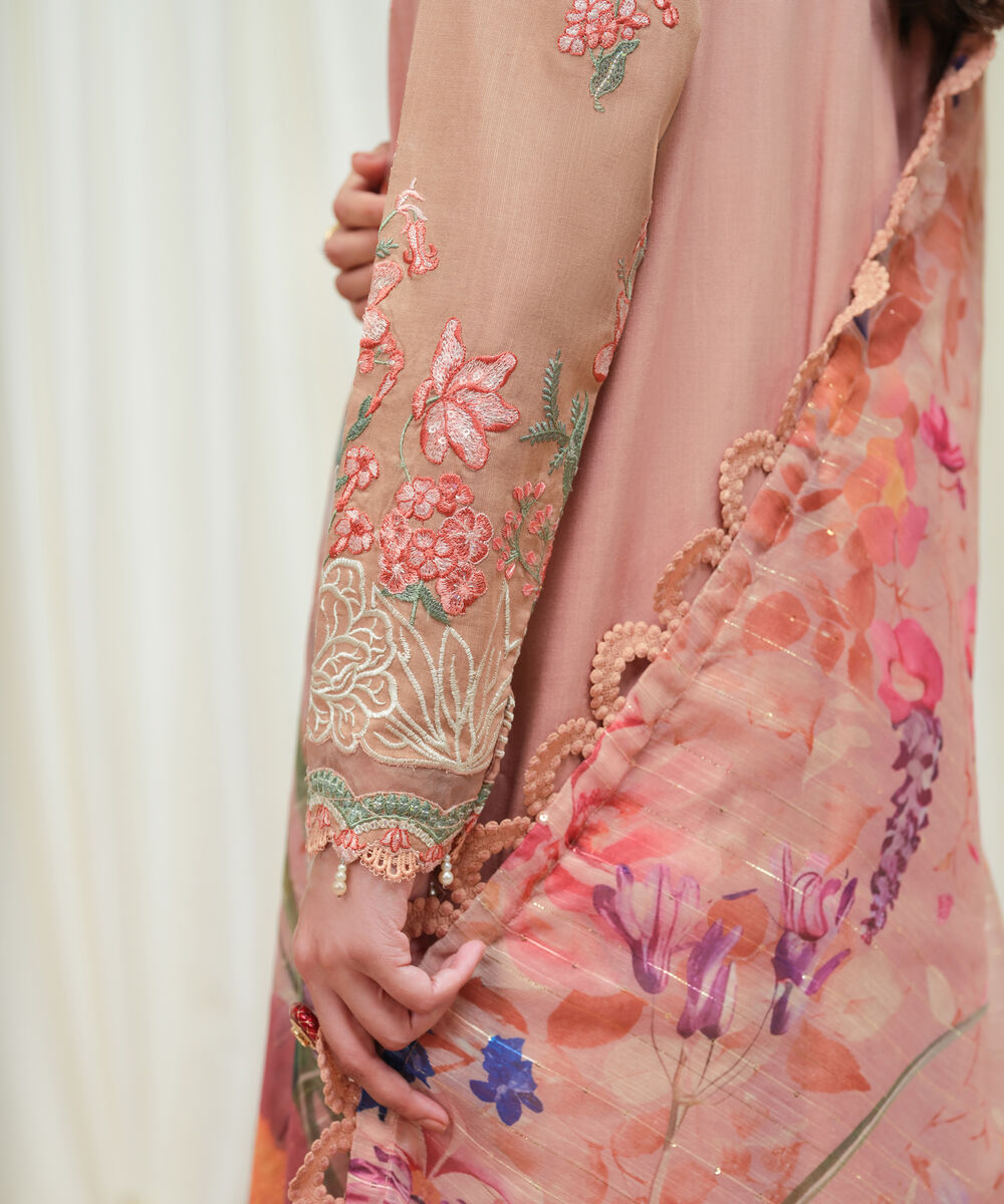 Women's Unstitched Dull Viscose Raw Silk Dyed Three Piece Suit