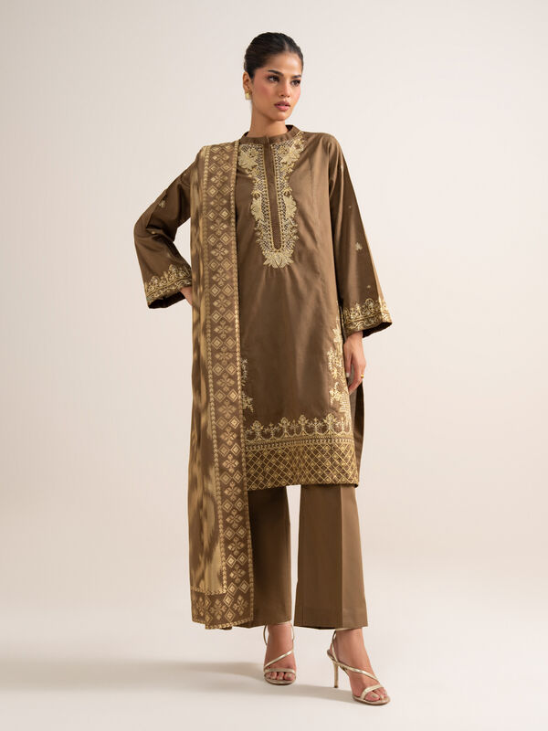 3 Piece - Embroidered Jacquard Suit
