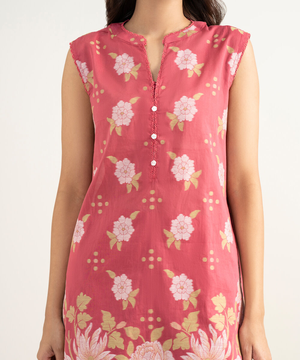 Women's RTW Extra Weft Jacquard Solid Pink 2 Piece Suit