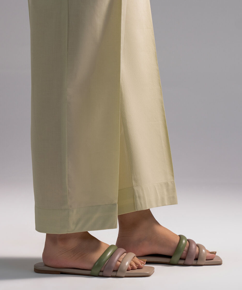 Women's RTW Cambric Solid Mint Green Straight Pants