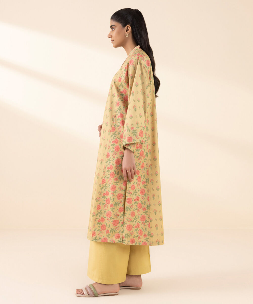 Unstitched Women's Yellow Lawn Printed Shirt Dupatta