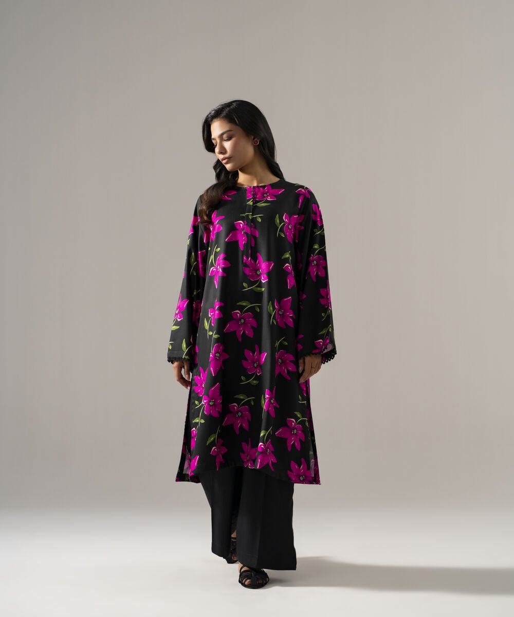 Women's RTW Viscose Marina Printed Black 2 Piece Suit