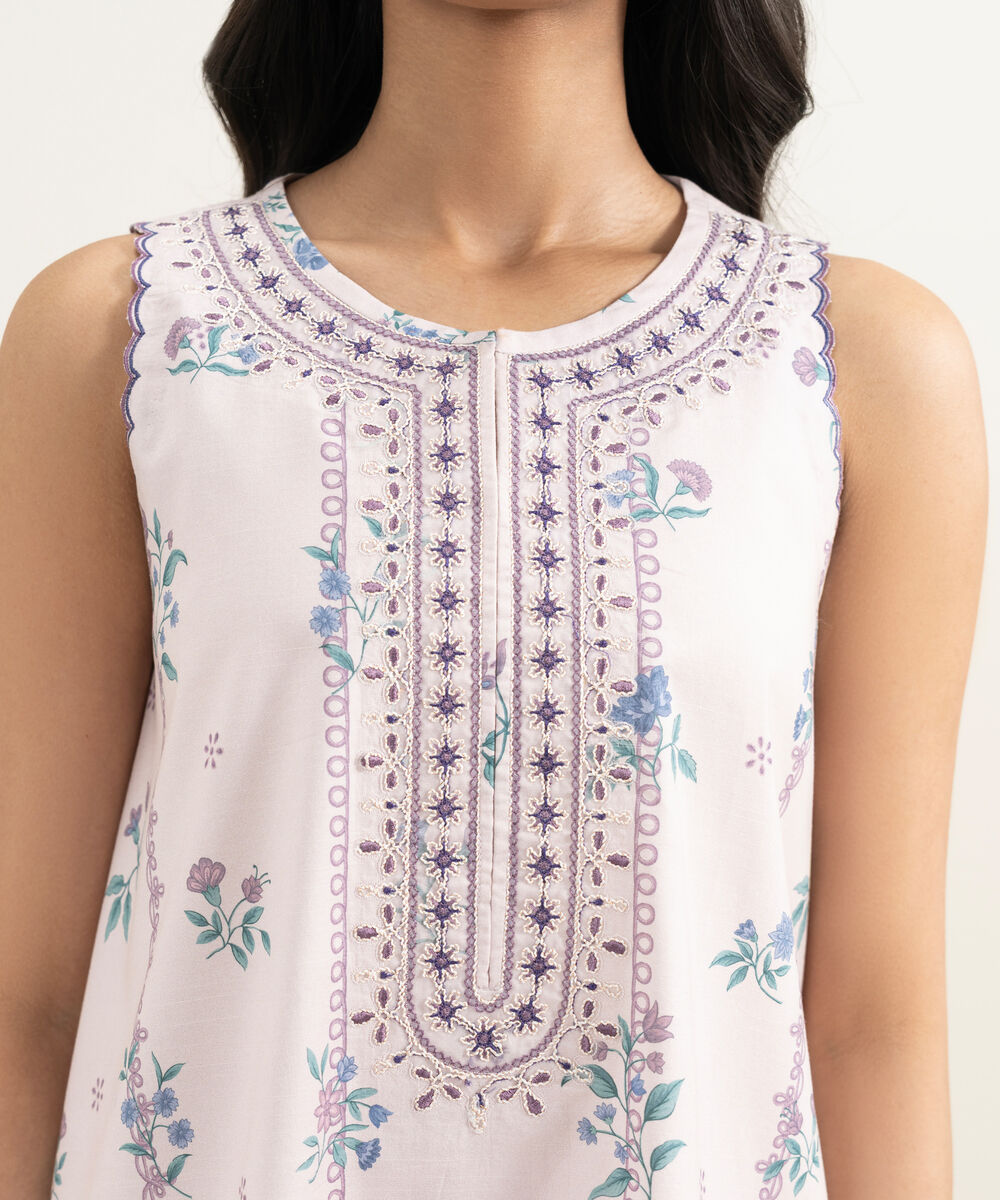 Women's Unstitched Lawn Embroidered Pink 3 Piece Suit