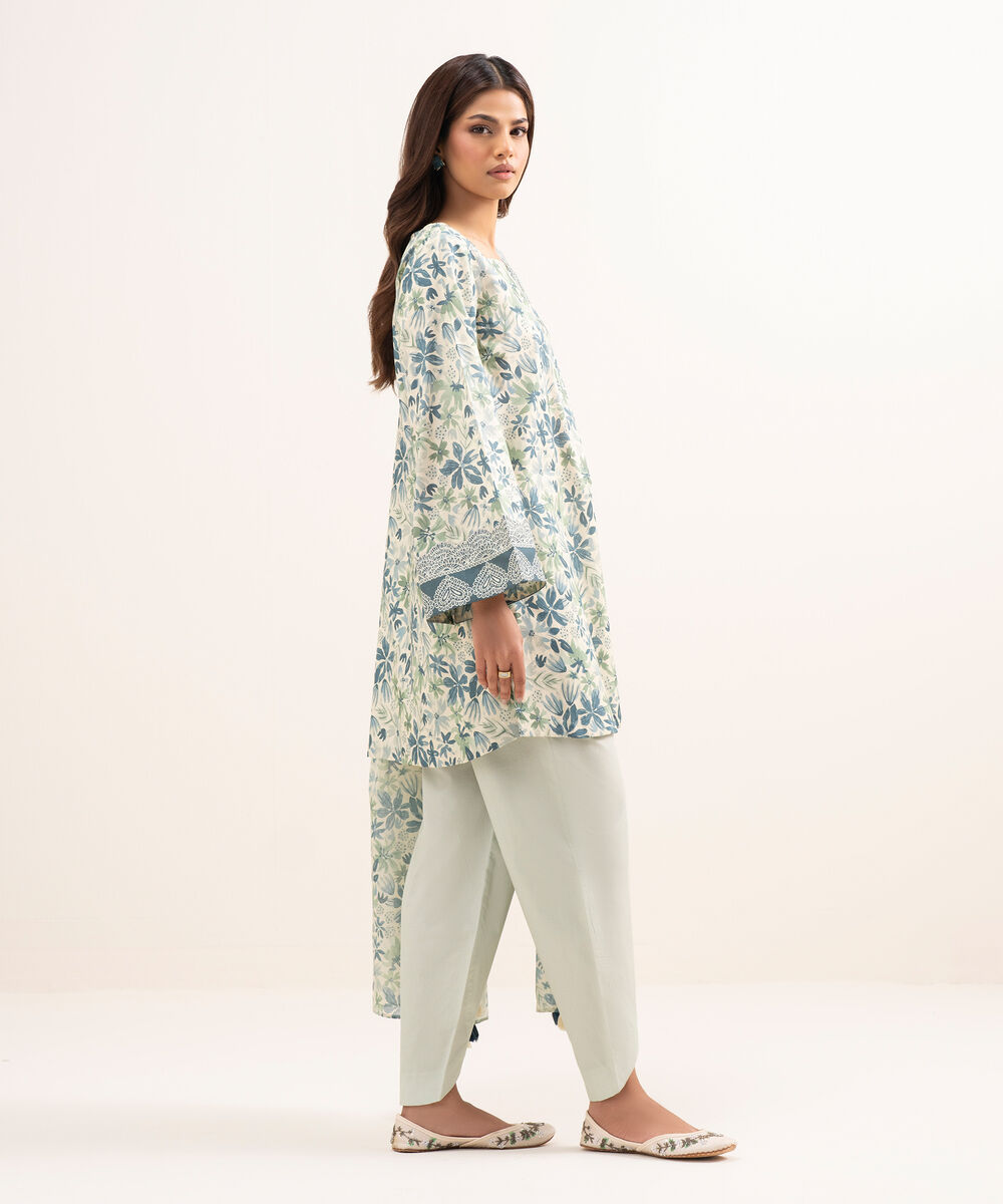 Women's Unstitched Lawn Printed Grey 3 Piece Suit