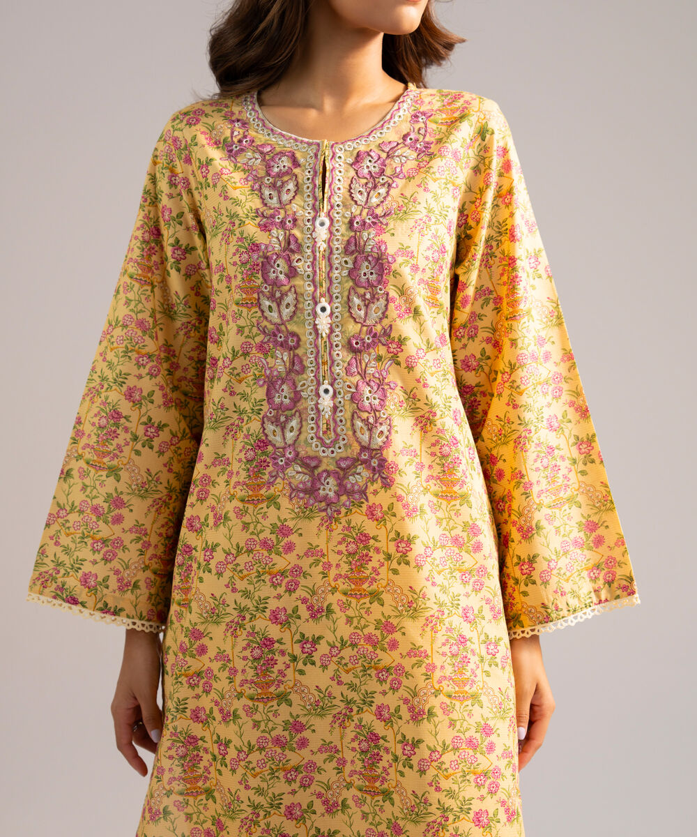 Women's RTW Zari Lawn Embroidered Peach 2 Piece Suit