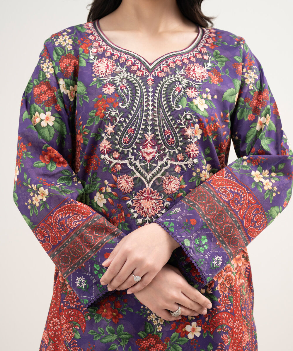 Women's RTW Lawn Embroidered Multi Straight Shirt