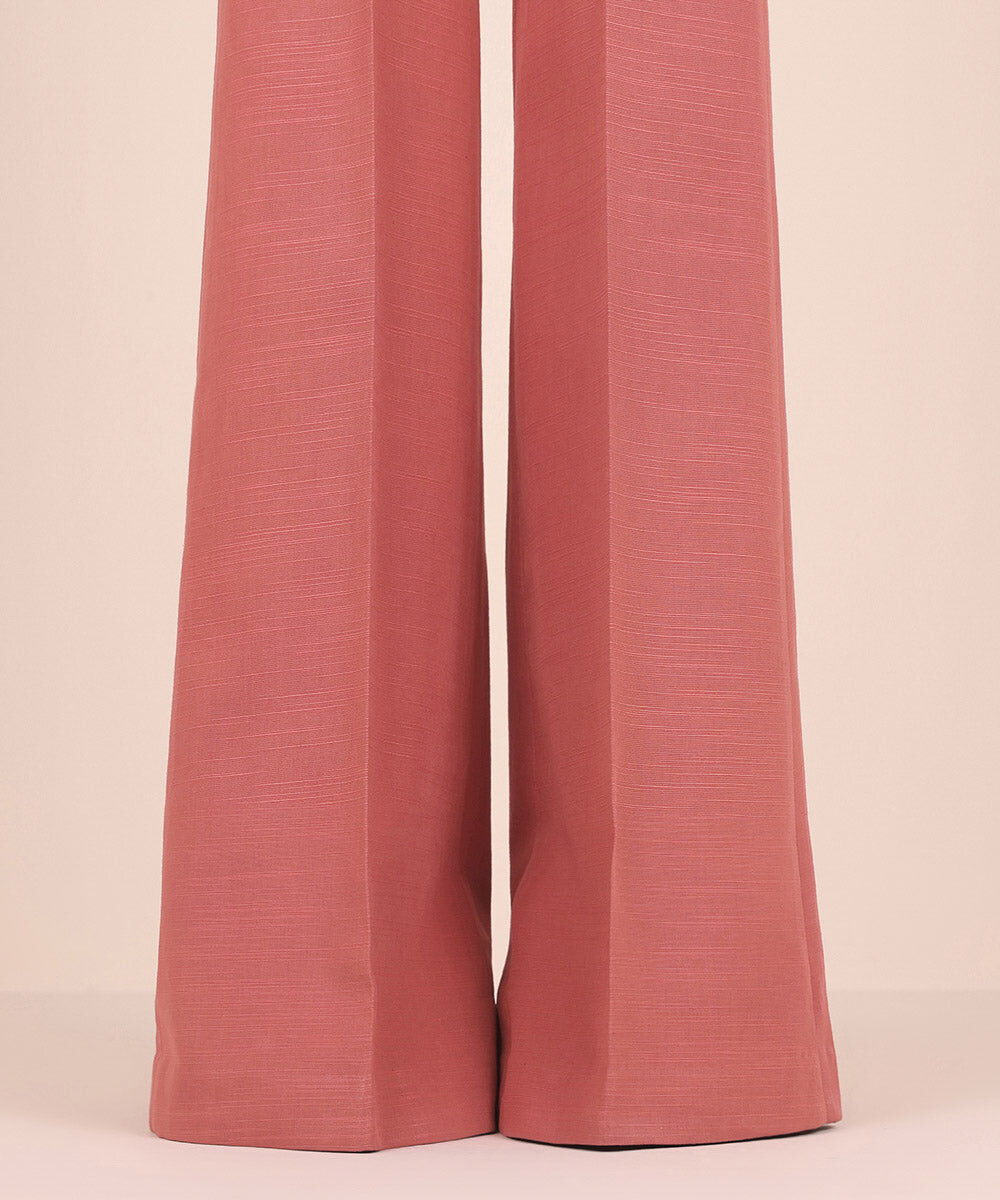 Women's Unstitched Solid Deep Coral Cambric Trousers Fabric