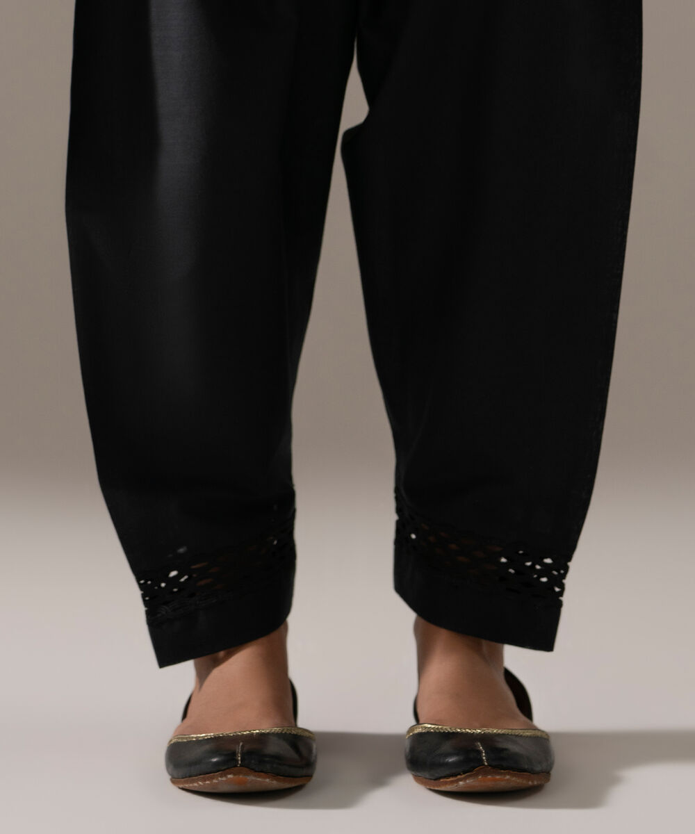Women's RTW Cross Hatch Solid Black Skinny Shalwar