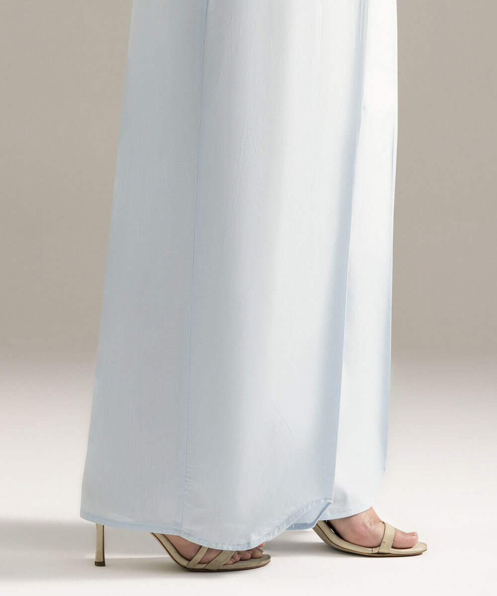 Women's RTW Cambric Printed Blue Flared Pants