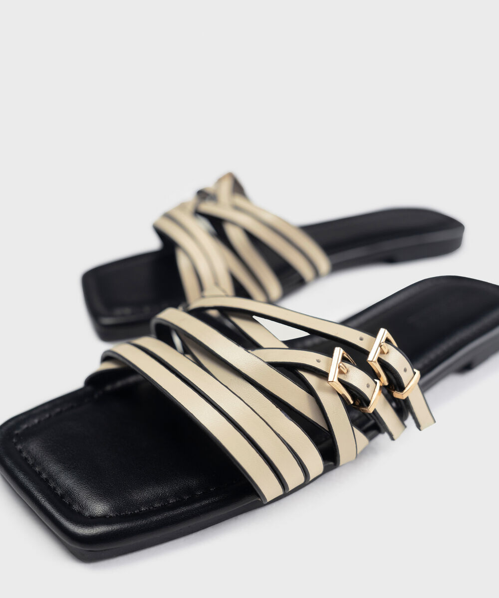 Women's Off White Crossover Strap Sandals