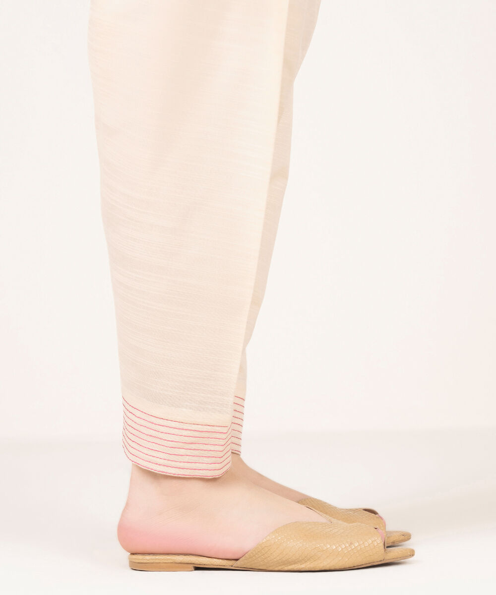 Women's RTW Light Khaddar Embroidered Off White Shalwar