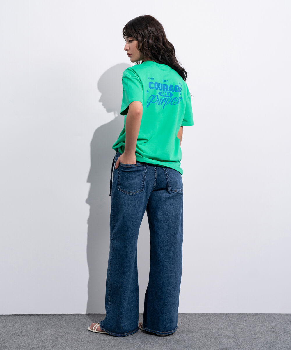 Women's Western Green Relaxed Fit Graphic T-Shirt