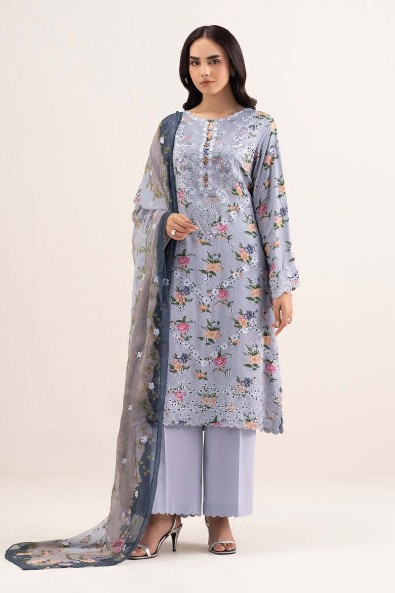 3 Piece - Embroidered Satin Suit