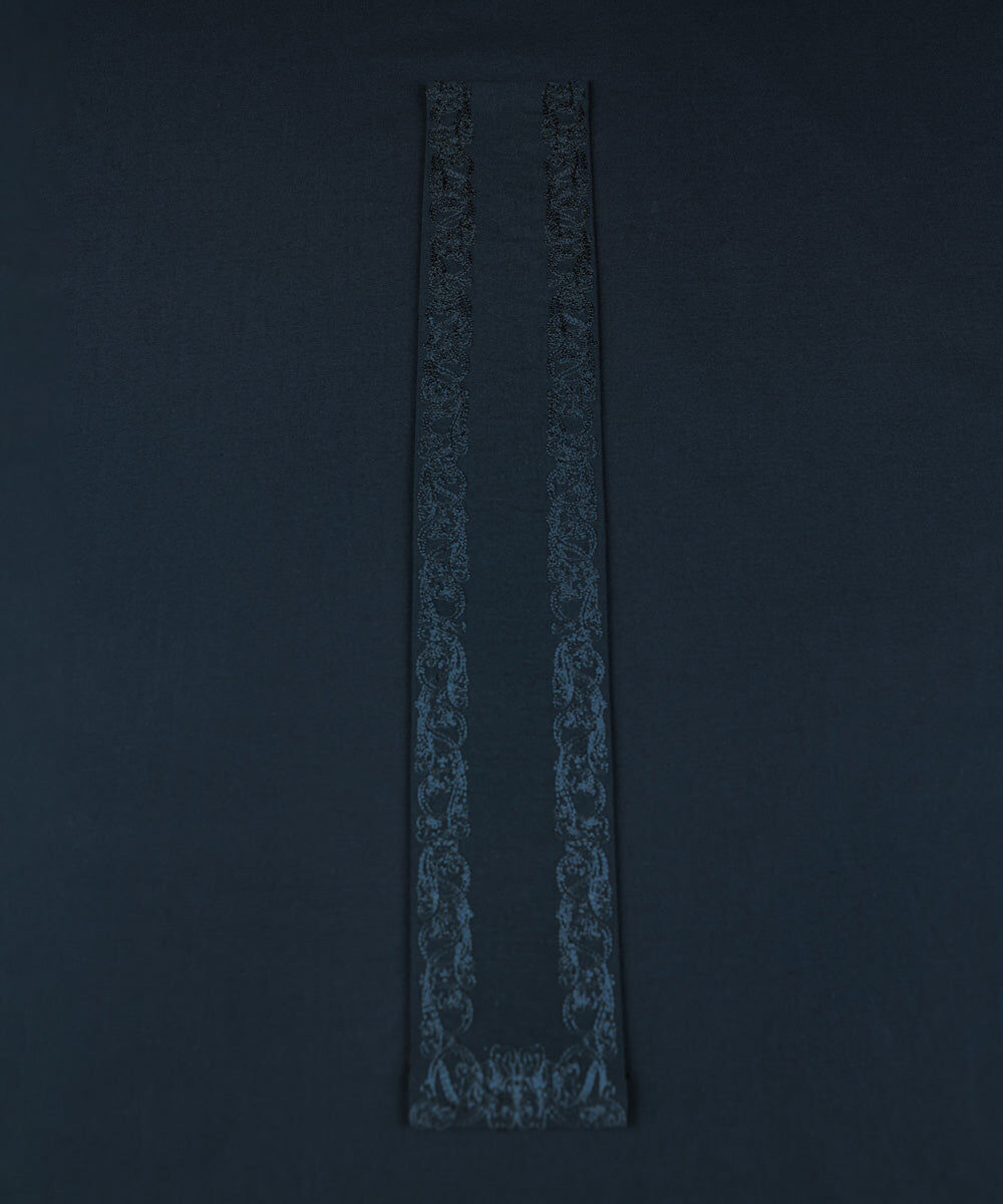 Men's Unstitched Navy Embroidered Wash & Wear Full Suit Fabric