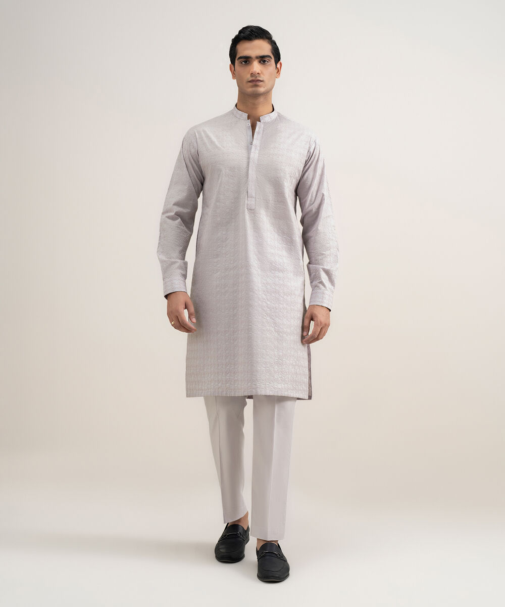 Men's Stitched Cotton Grey Suit