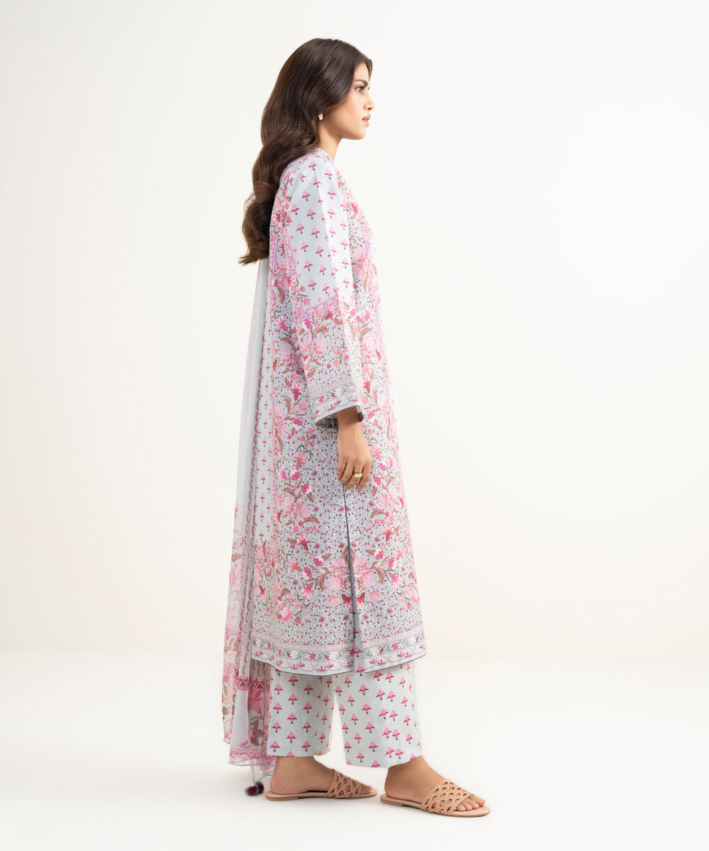 Women's Unstitched Lawn Printed Multi 3 Piece Suit