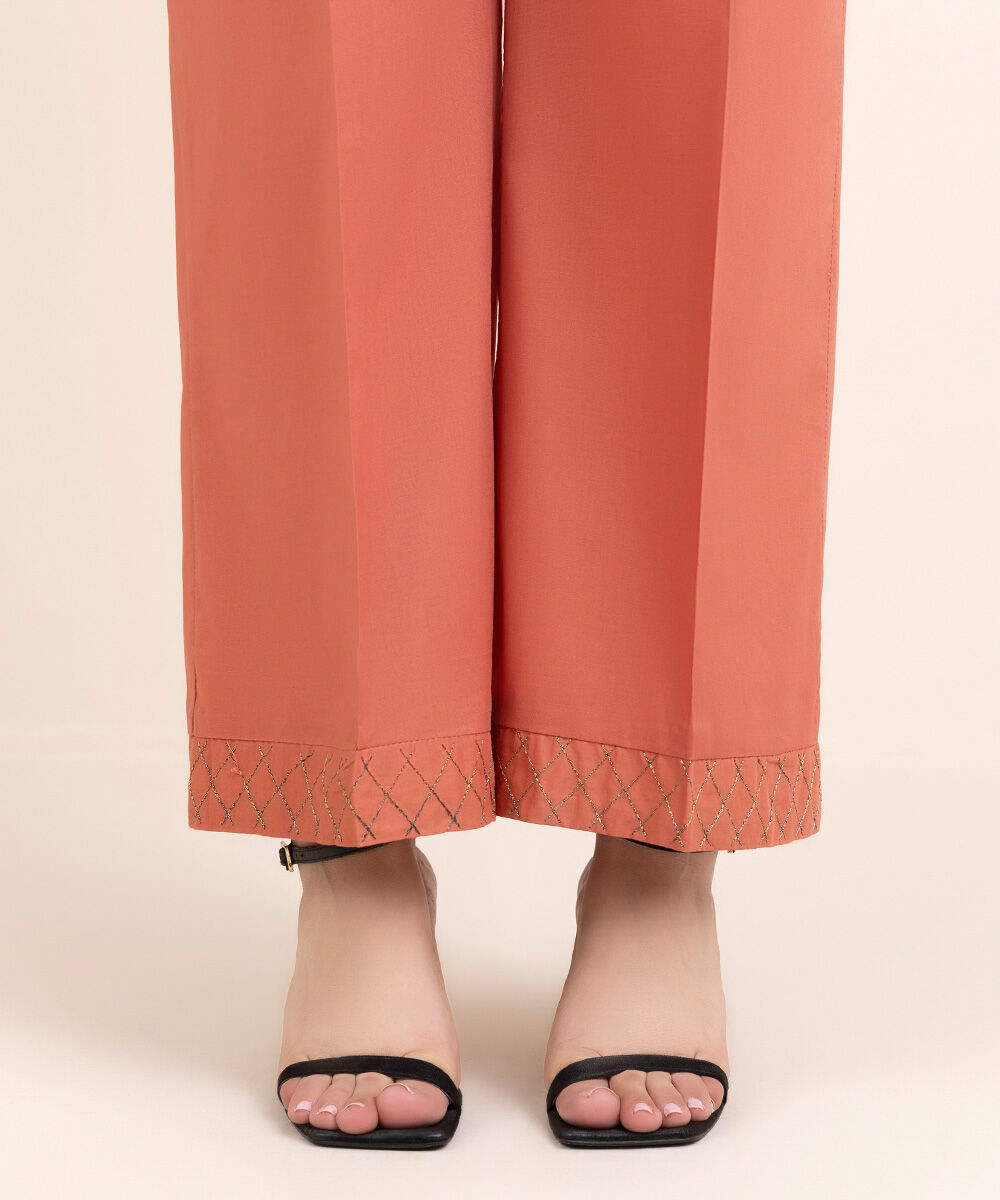 Woman - Orange Solid Cambric Culottes
