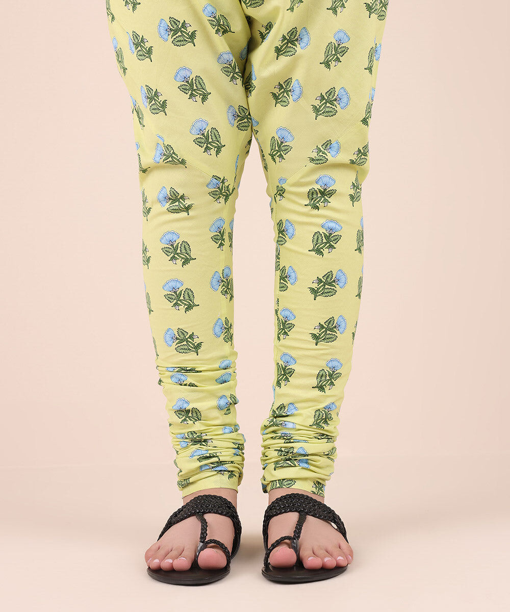 Women's Pret Cambric Yellow Printed Chooridaar Pajama