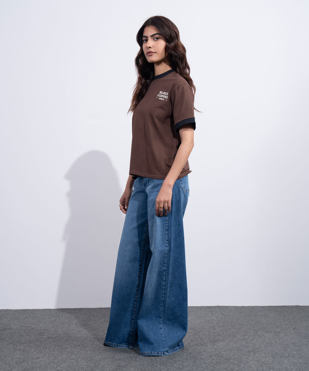 Women's Western Brown Ringer T-Shirt With Graphic