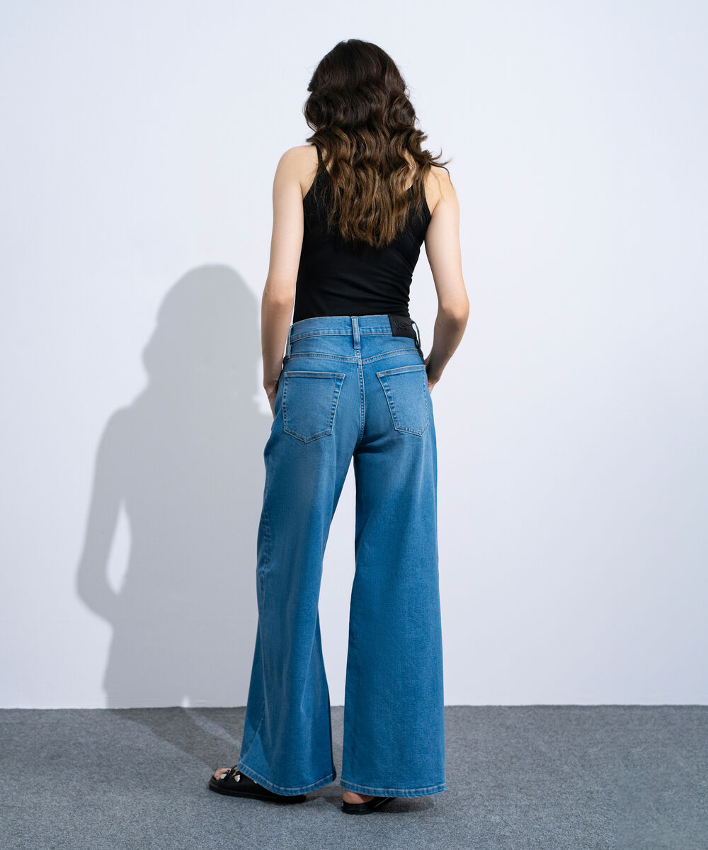 Women's Dark Wash High Rise Wide Leg Jeans