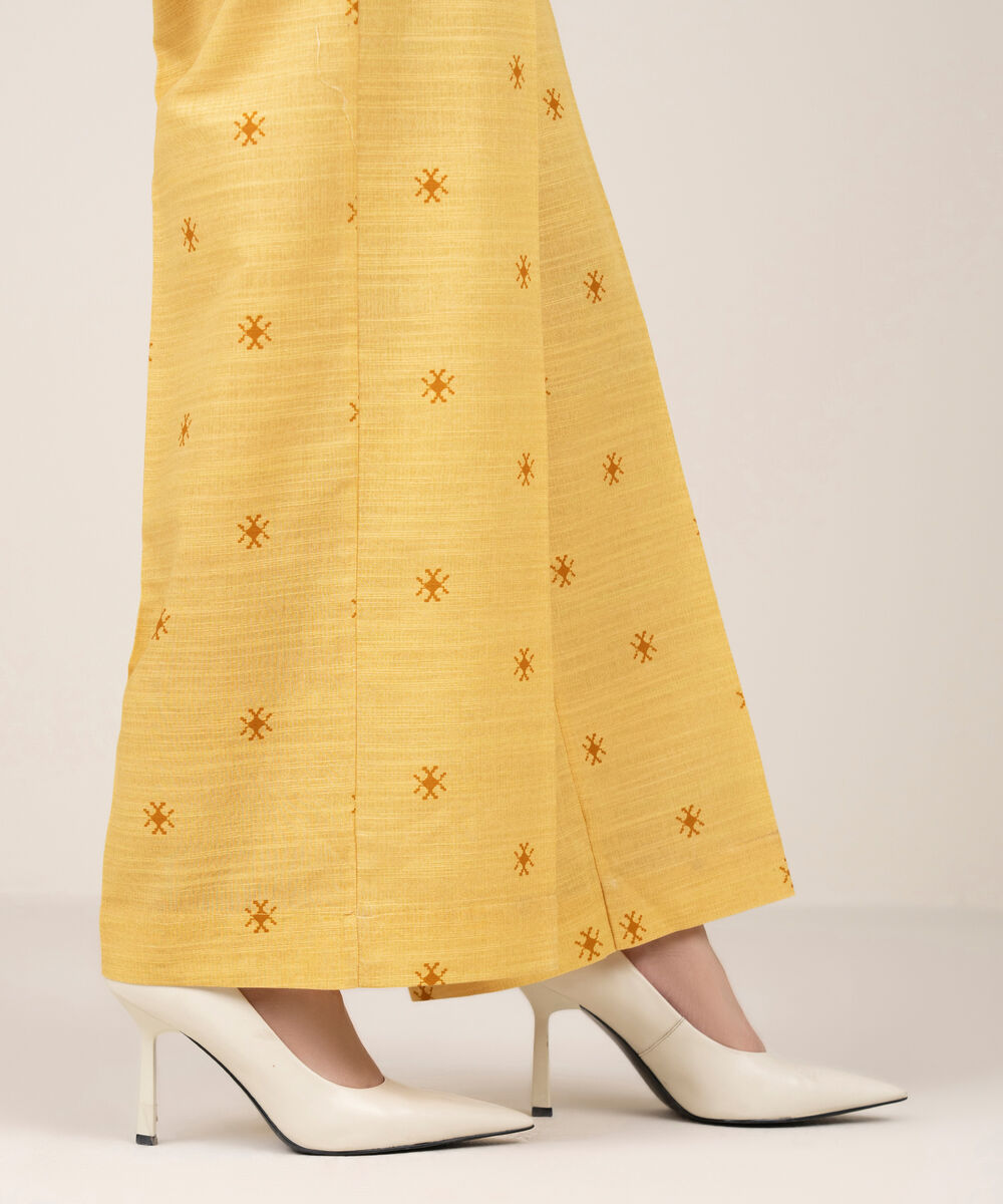 Women's RTW Khaddar Printed Mustard Culottes