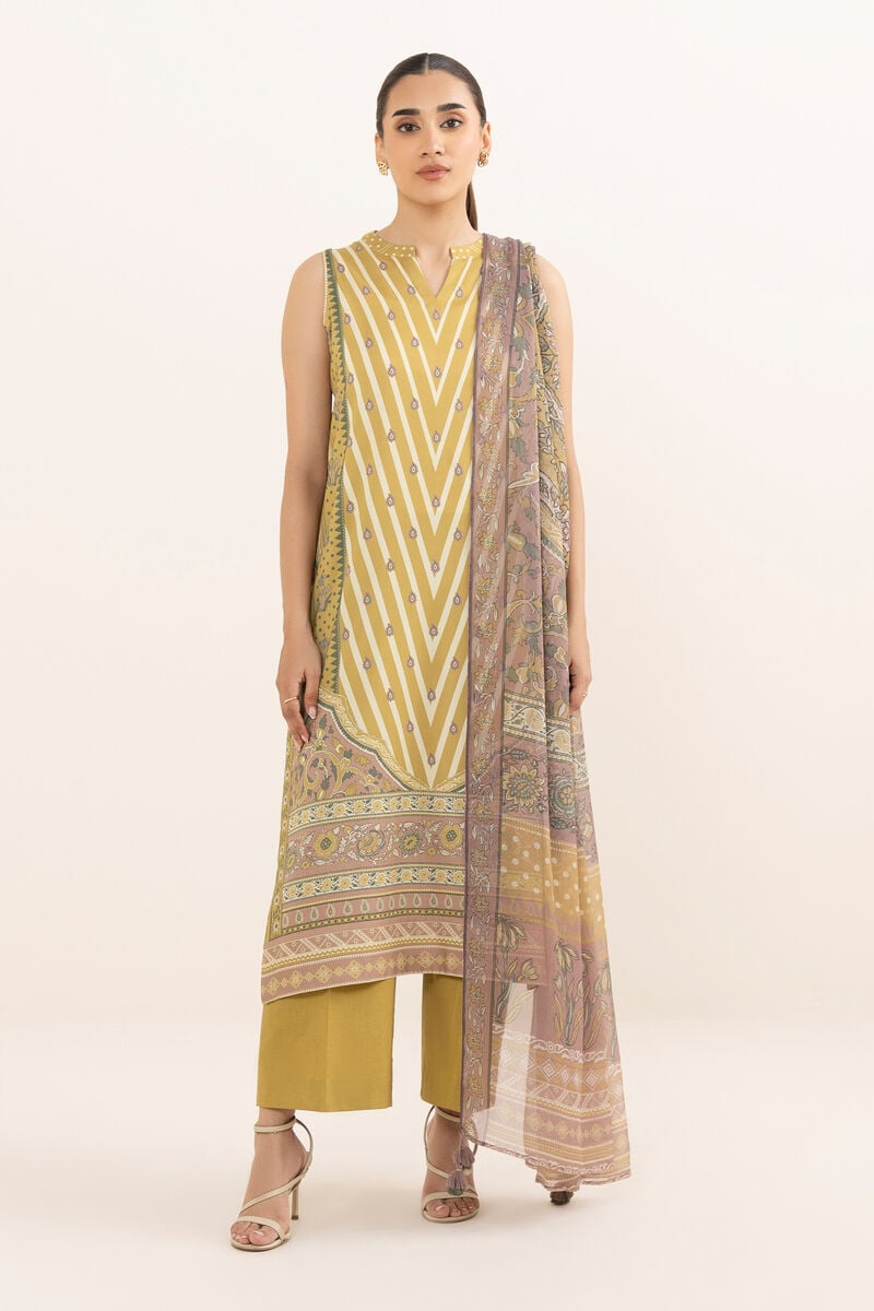 3 Piece - Printed Light Linen Suit