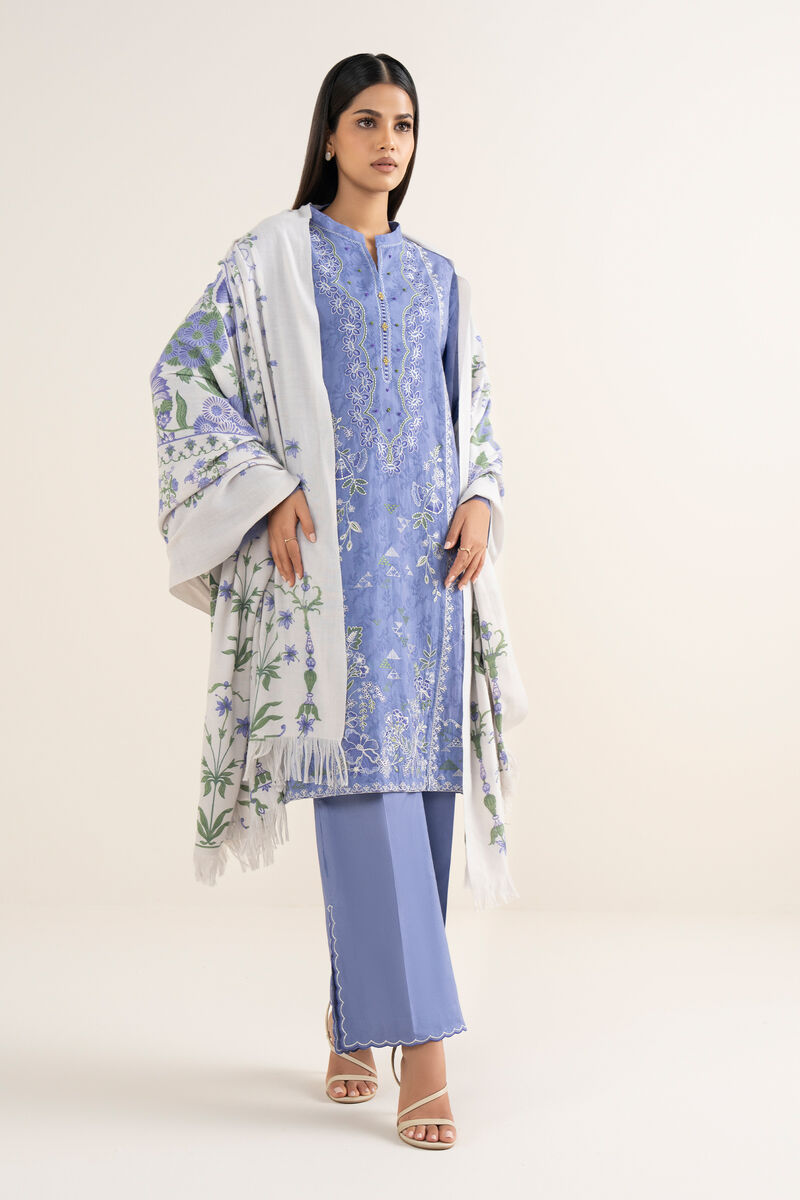 3 Piece - Embroidered Cotton Jacquard Suit