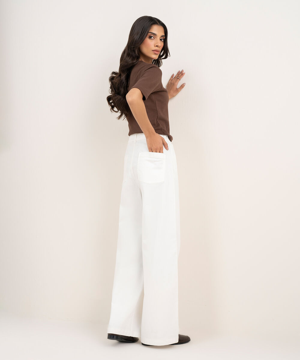 Women's Western Ecru Straight Fit Chino Trousers