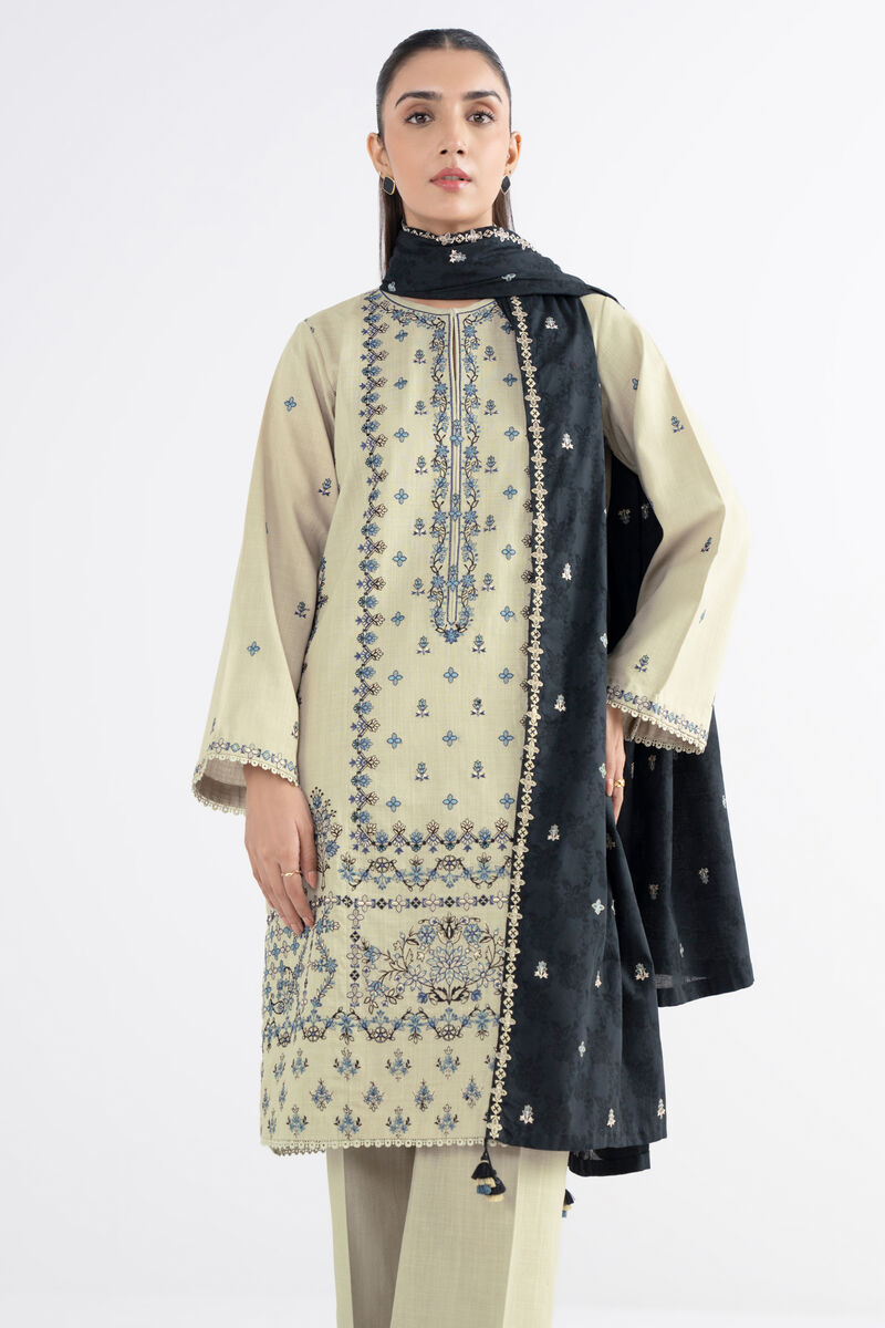 3 Piece - Embroidered Crosshatch Suit