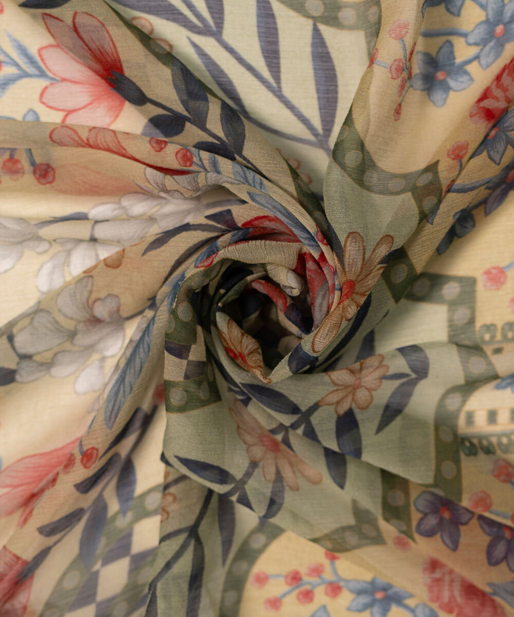 Blended Chiffon Printed Pale Green Dupatta