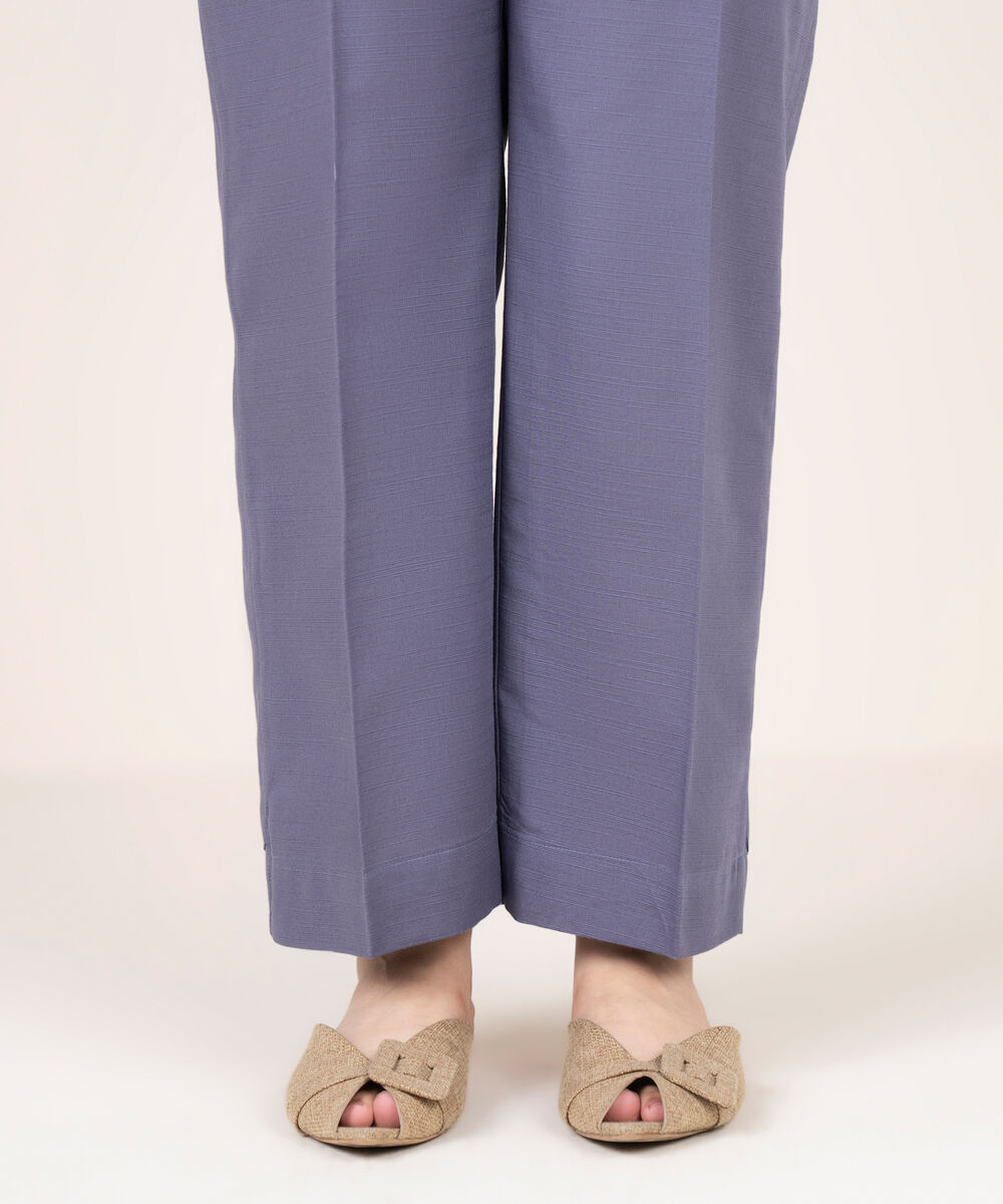 Women's RTW Khaddar Solid Lilac Straight Pants