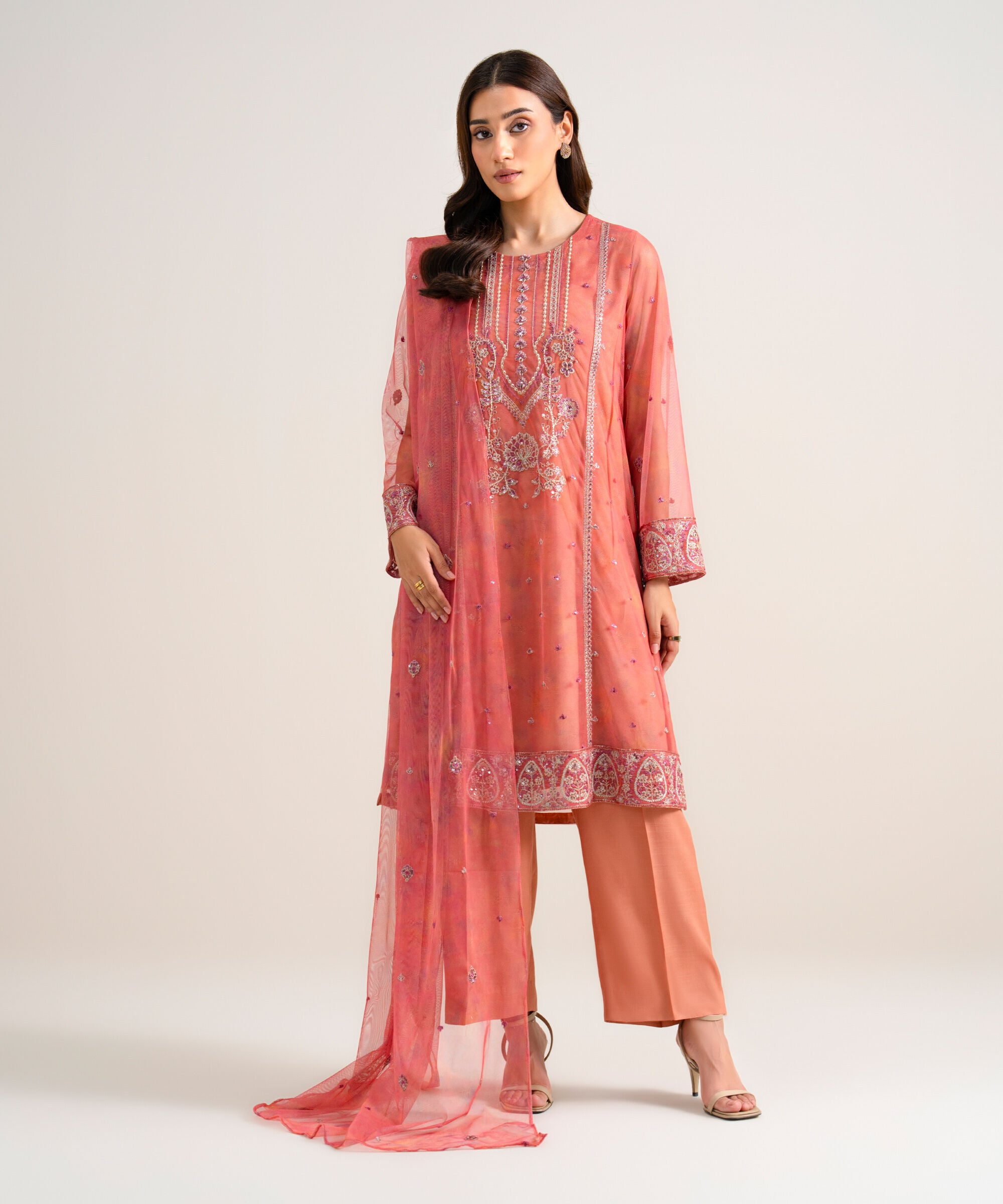 Unstitched 3 Pc Net U3FELX25V922